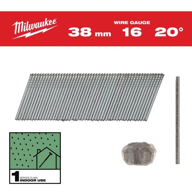 MILWAUKEE-ČAVLI ZA AKU PIŠTOLJE I KLAMARICE, MILWAUKEE ČAVLI 16G 38MM 2000 KOM, 19,57 EUR, KOM, 4932492583, AKCIJA