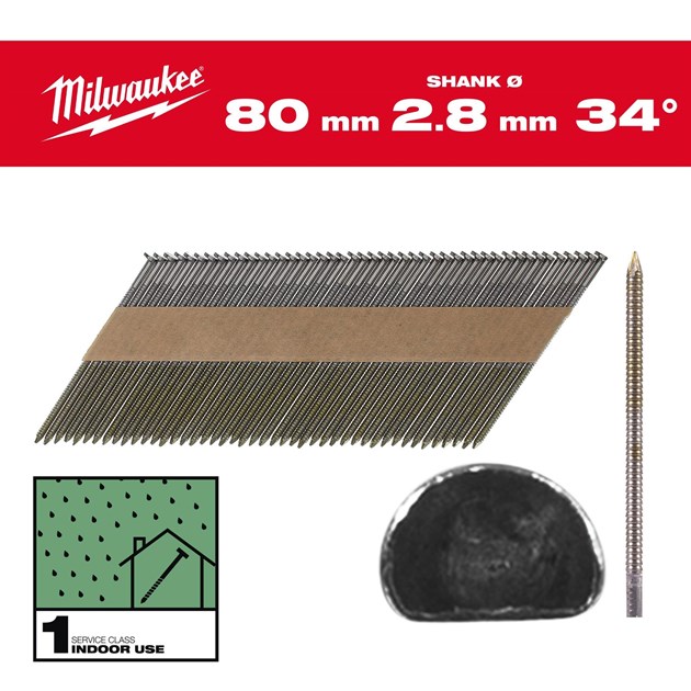 MILWAUKEE-ČAVLI ZA AKU PIŠTOLJE I KLAMARICE, MILWAUKEE ČAVLI D GLAVA 80 MM NAZUBLJENI 2200 KOM, 75,98 EUR, PAK, 4932492603, AKCIJA