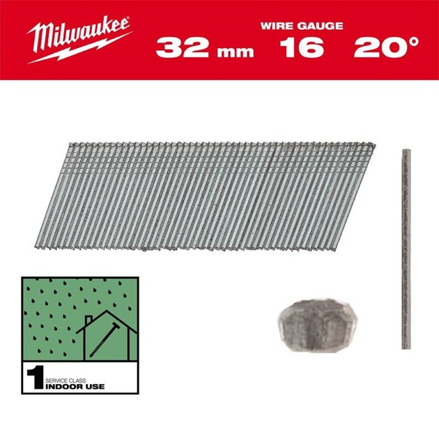 MILWAUKEE-ČAVLI ZA AKU PIŠTOLJE I KLAMARICE, MILWAUKEE ČAVLI 16G 32MM 2000 KOM, 21,83 EUR, KOM, 4932492582