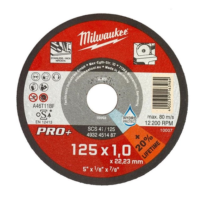 MILWAUKEE-REZANJE / PILJENJE, MILWAUKEE REZNA PLOČA ZA METAL PRO+SCS41 125X1MM, 2,45 EUR, KOM, 4932451487