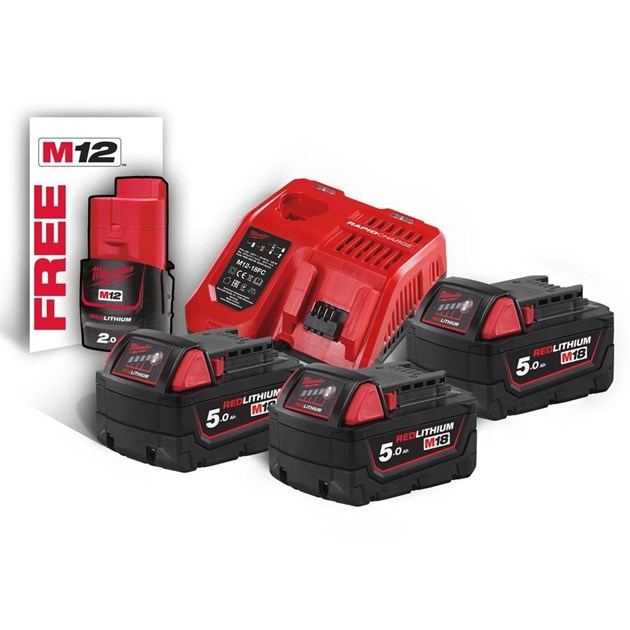 MILWAUKEE-SETOVI BATERIJE + PUNJAČ, MILWAUKEE SET AKUMULATORA S PUNJAČEM M18NRG-503, 381,32 EUR, KOM, 4933451423, AKCIJA